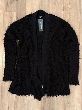 True Religion Black Open-Front Textured Women's Cardigan